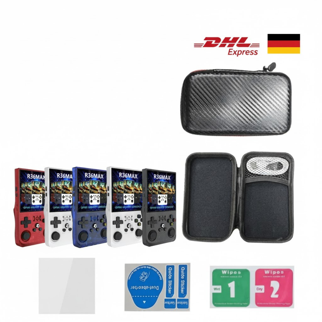 R36 Max Retro Handheld Spielekonsole 64/128GB | 22000+ Spiele | 4 Zoll IPS